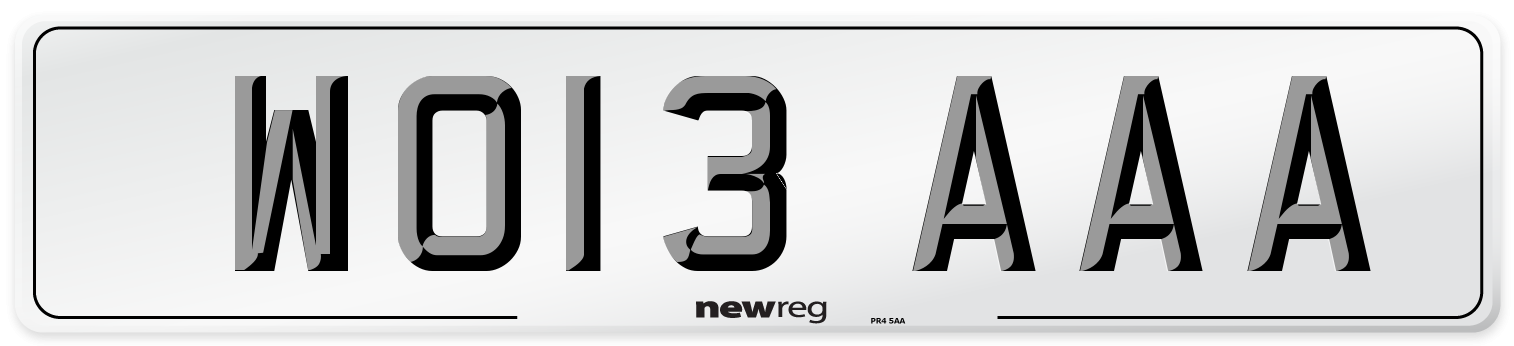 WO13 AAA Number Plate from New Reg